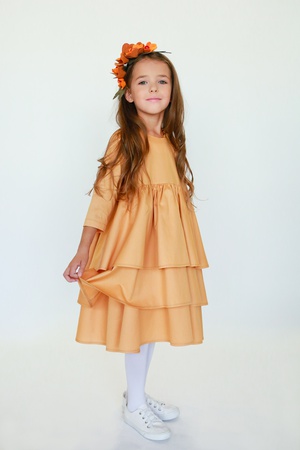 Платье "Воланы" медового цвета