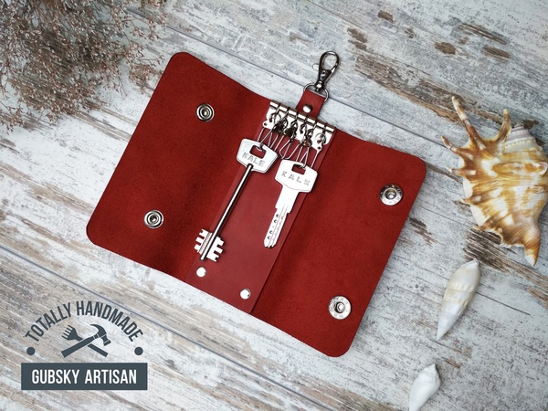 Anahtarlar için anahtarlık çantası 6 Karabinalar hakiki deri