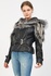 Women Genuine Leather Jacket with Silver Fox Hood - Front, Back and Shoulder Rex Fur Detail  - Slim Fi