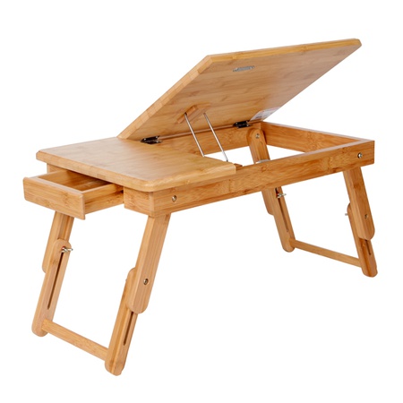 Yatakta dizüstü bilgisayar, tablet ve kahvaltı için dönüştürülebilir masa