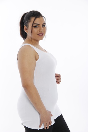 Майка большого размера с нулевым рукавом - белый (1)