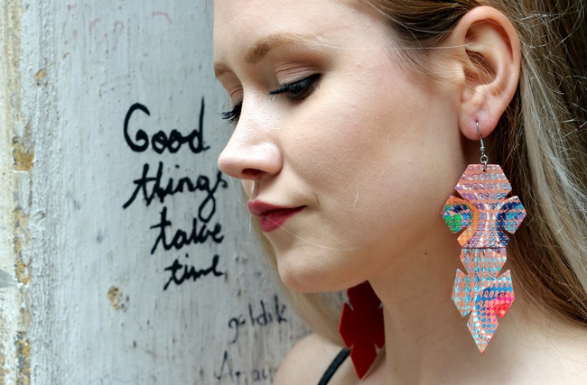 W-107  кожаные серьги