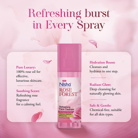 Nisha Professional Refreshing Face Cleanser With Organic Rose Water 120ml | Gulab Jal Cleansing Water For All Skin Types | For Women & Men