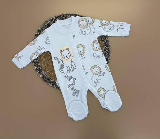 3-6/6-9/9-12 month Düğmeli ve Desenli Aylık Tulum