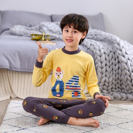 Комплект нижнего белья с надписью из чистого хлопка, новые большие детские пижамы, длинная детская одежда для подростков