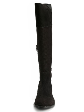 Замшевые сапоги под питона (широкая голень) s152