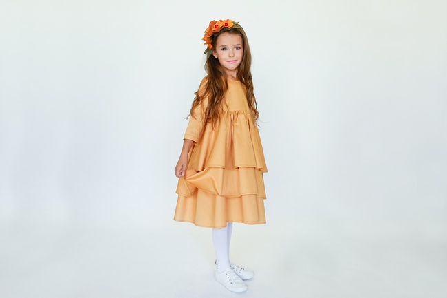 Платье "Воланы" медового цвета