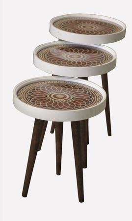 Набор из 3 ретро журнальных столиков из стекла