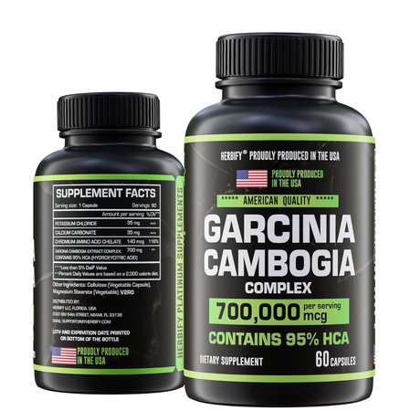 Гарциния камбоджийская, оздоровительная добавка для женщин и мужчин — растительный экстракт с антиоксидантными свойствами — энергетик для ежедневного поддержания энергии и поддержки пищеварения — 60 таблеток
