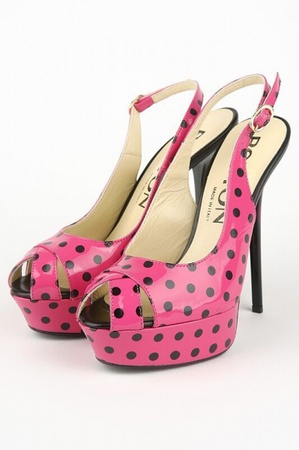 Туфли фуксия в черный горох fs171