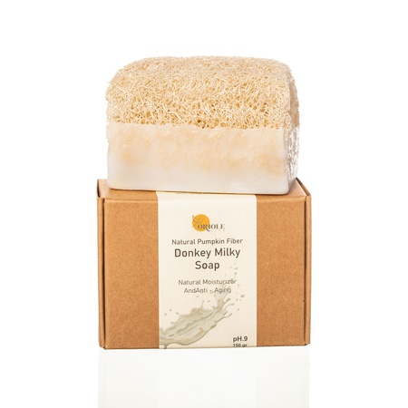 Натуральное мыло «Ослиное молоко» с тыквенными волокнами 150 грамм (100% натуральное)