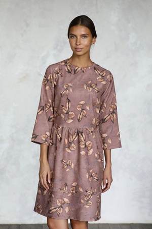 Платье вельветовое на пуговицах с принтом