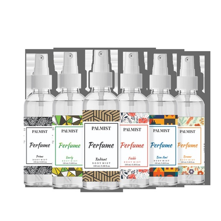 Palmist Premium Perfume Mist Spary 100Ml (Pack Of 6) Combo Prime, Radiant, Fiable, Brume, Burly & Bon Ami With Long Lasting Fragrance