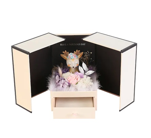 Empty Paper Cardboard Double Door Flower Gift Box