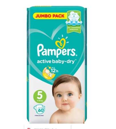 Pampers подгузники Active Baby-Dry 5 (11-16 кг) 60 шт.