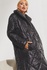 Yarık düğmeli siyah uzun kışlık kaban