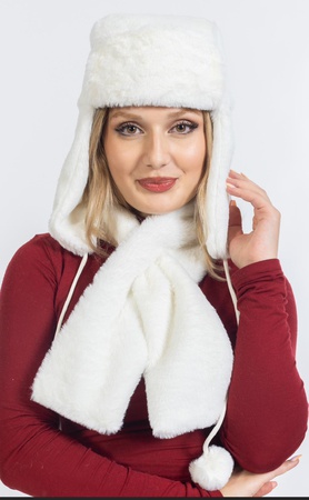 Peluş Pilot Şapka ve Eşarp Seti