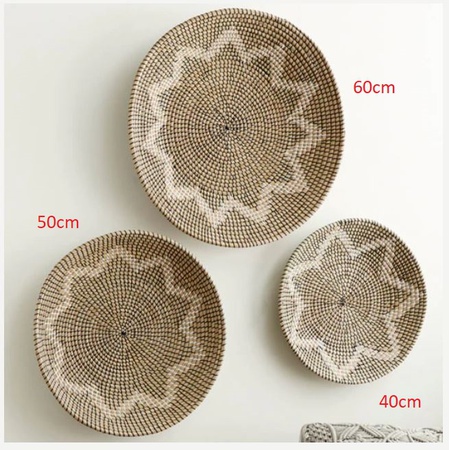 Декор настенной корзины из морских водорослей, плетеная настенная тарелка из ротанга, декоративное настенное искусство