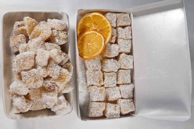 рахат-лукум со вкусом настоящих фруктов, апельсин, лимон