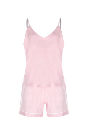 LİNEN- ASKILI ÜST - ŞORT PİJAMA TAKIM - PEMBE