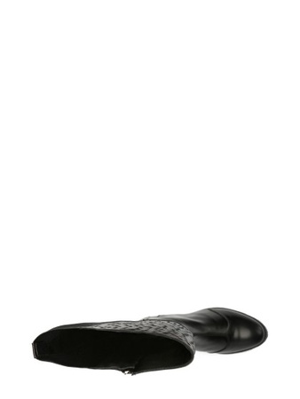 黑色鸵鸟皮靴子（阔腿）S148