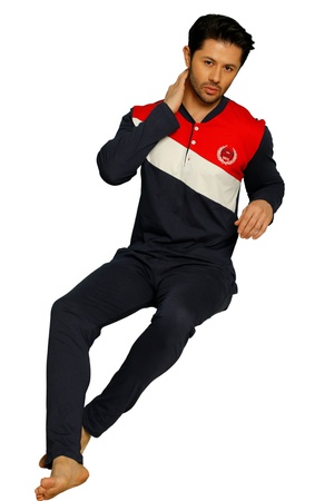 ERKEK PİJAMA TAKIMI - %100 PAMUK - UZUN KOL - DÜĞMELİ