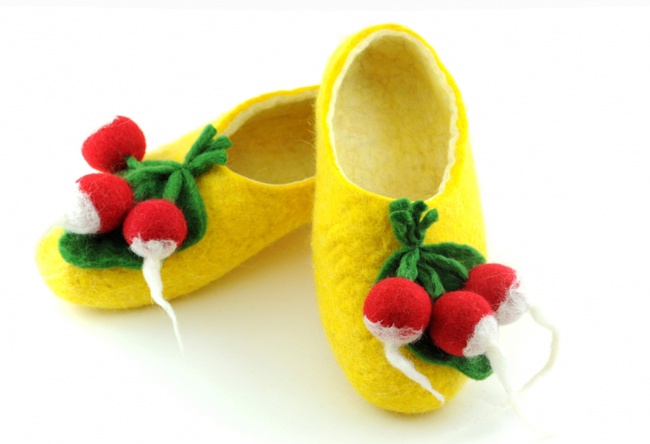 Filzpantoffeln "Radieschen"