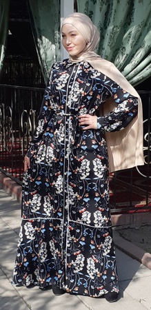 Платье рубашка, отделкой "кантик" с воланом