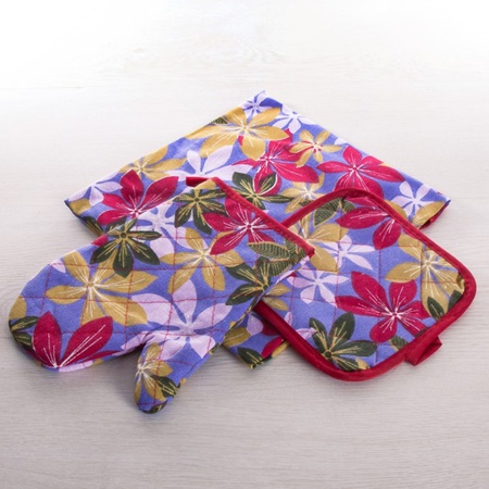 Набор 3 (рукавица,прихватка,фартук) х/б Весенняя п