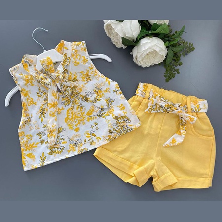 Оптовая продажа, комплект из 2-х рубашек и шорт для девочек от 2 до 6 лет