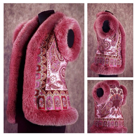Vests with natural polar fox fur in the Russian style