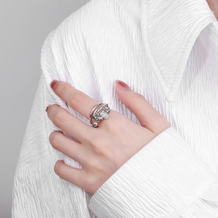 Серебряное кольцо 925 пробы, оригинальный стиль из маленьких кулонов, лотос, литературный, ретро, шар, цветок