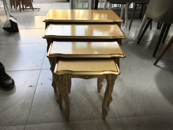 Gold Altın Lake Boyalı 4 Lü Sehpa