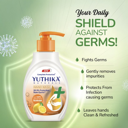 Yuthika Germ Protection Neem Hand Wash liquid Refill 500ml | Antibactirial Handwash with PH balanced Formula