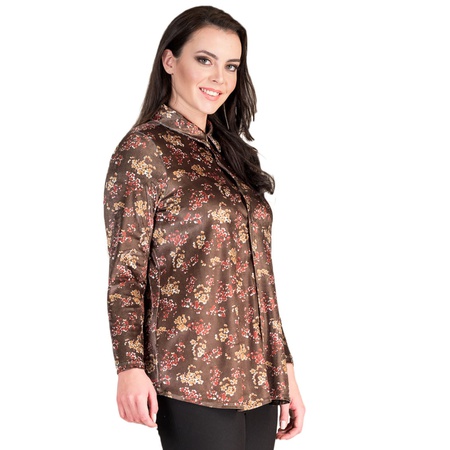 Büyük Beden Desenli Kadife Gömlek