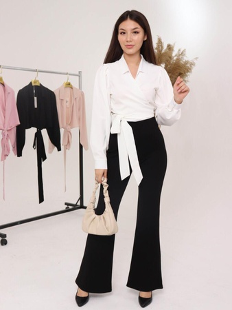 Женская блузка на запах. Ткань дубайский шелк. Размеры 42-48