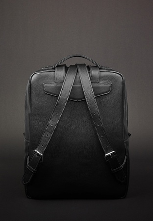 Кожаный женский городской рюкзак на молнии Cooper черный