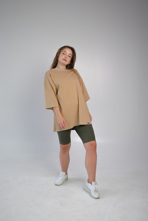 Футболка оверсайз женская бежевая Hi Mate