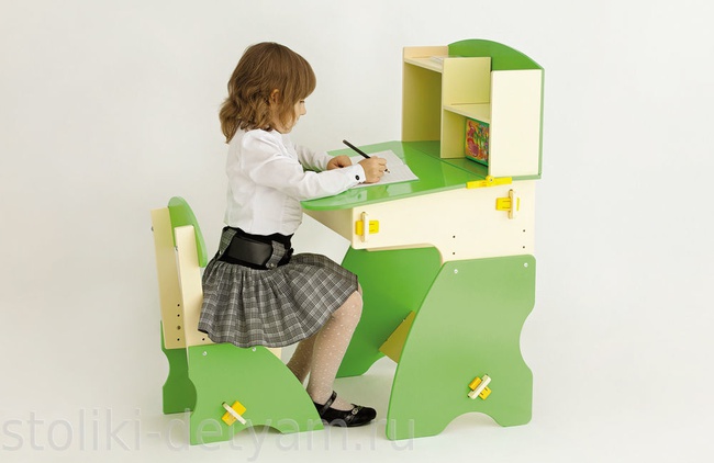 Pink and blue table with magnetic board