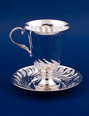 Серебряная чашка с блюдцем №19