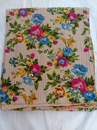 Vintage Çiçekli Battaniye Kenarları, Hint Battaniye Kenarları, Yatak Örtüsü Kenarları, Pamuklu Battaniye, Gudari Yatak Örtüsü