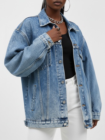 Джинсовая куртка кардиган оверсайз из 100% плотного хлопка