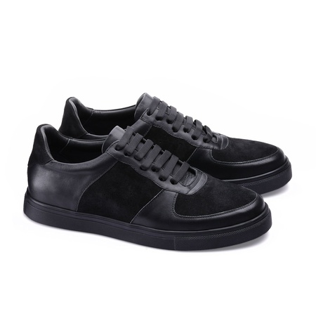 Черные кеды из кожи и замши