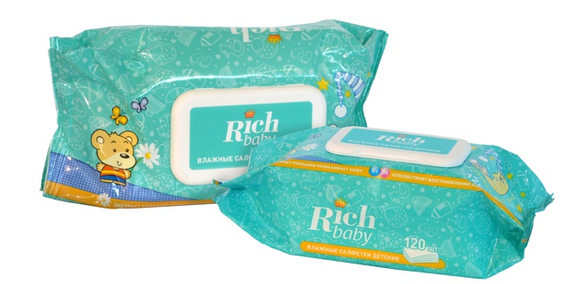 Детские влажные салфетки "Rich Baby"