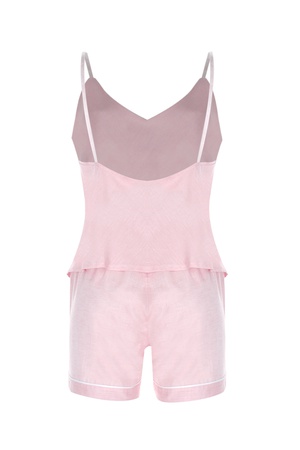 LİNEN- ASKILI ÜST - ŞORT PİJAMA TAKIM - PEMBE