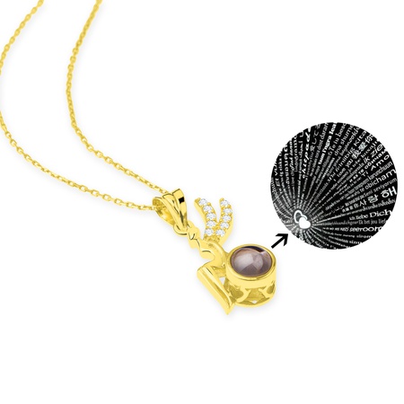 Even & Pétra 14 Ayar Altın Taşlı Kanat 100 Dilde Seni Seviyorum Kolye