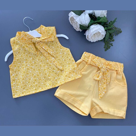 Оптовая продажа, комплект из 2-х рубашек и шорт для девочек от 2 до 6 лет