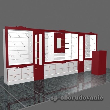 Витрина пристеная из стекла, лдсп и мдф 1750х5000х