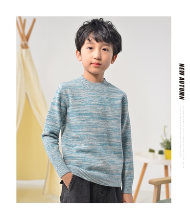 Sonbahar ve kış yeni çocuk kazakları erkek ve kız yuvarlak yakalı kazak renkli kazak gençlerin örme yün alt gömlek