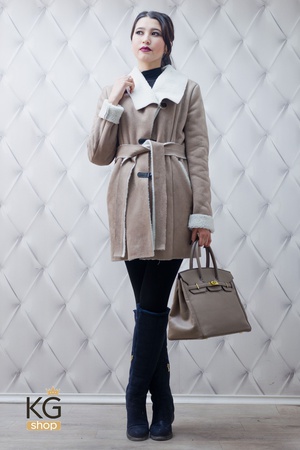 Дубленка с поясом "Синди"